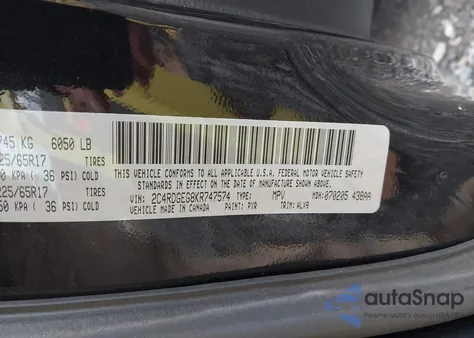 2019 Dodge Grand Caravan Gt from USA, damaged, VIN 2C4RDGEG8KR747574